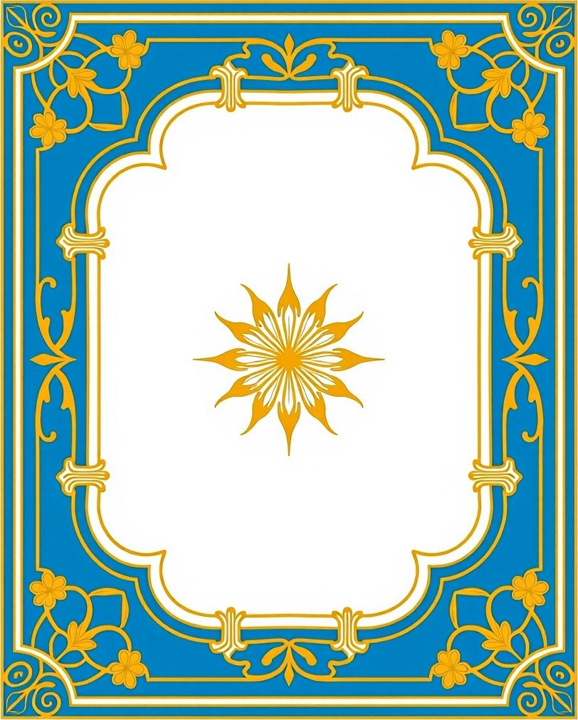 Azure Gold Floral Arch Design Rug