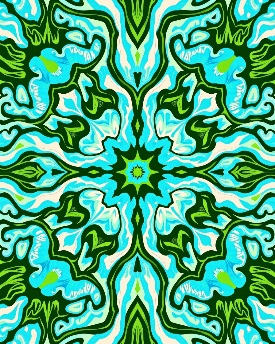 Abstract Psychedelic Floral Pattern Rug