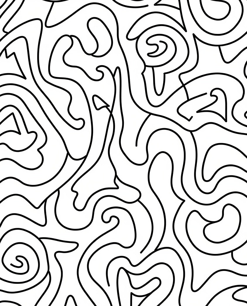Abstract Curvy Line Art Design Rug