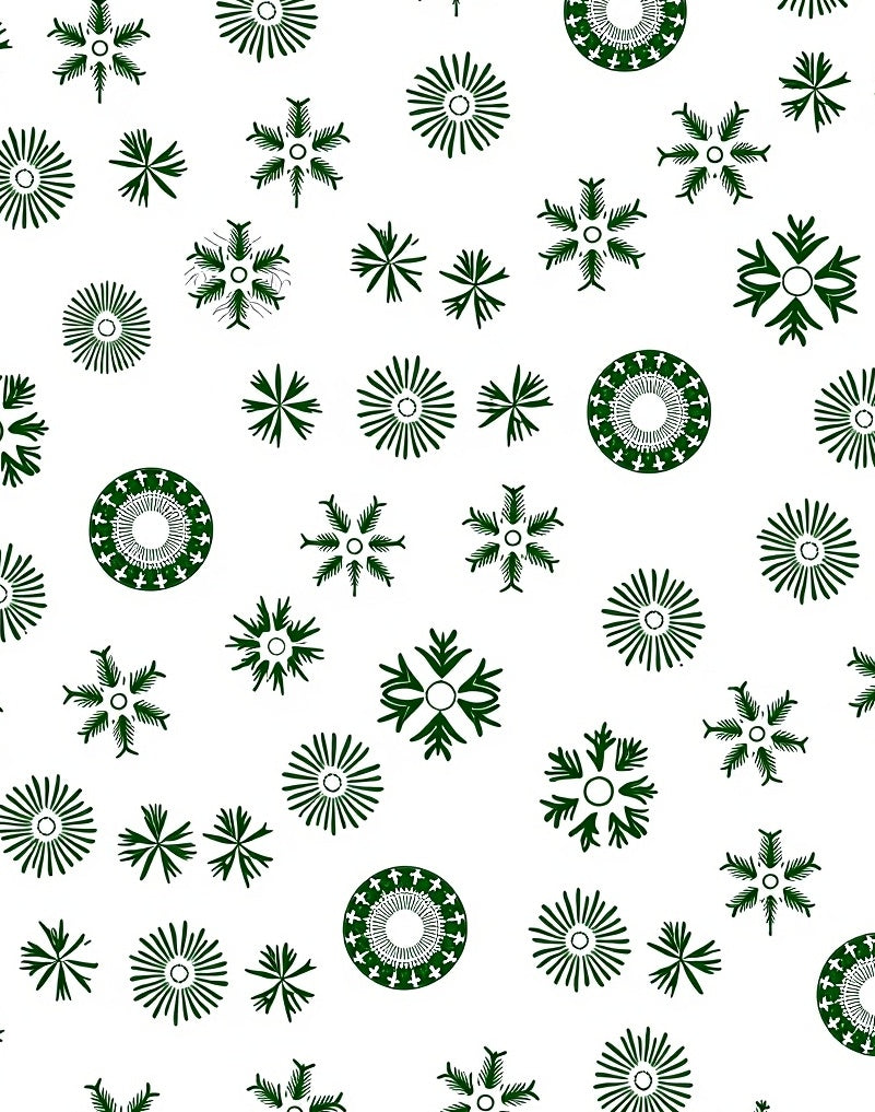 Dark Green Snowflake Scatter Rug