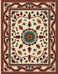 Botanical Medallion Floral Pattern Rug