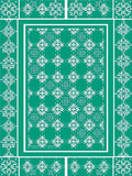 Green White Floral Geometric Pattern Rug