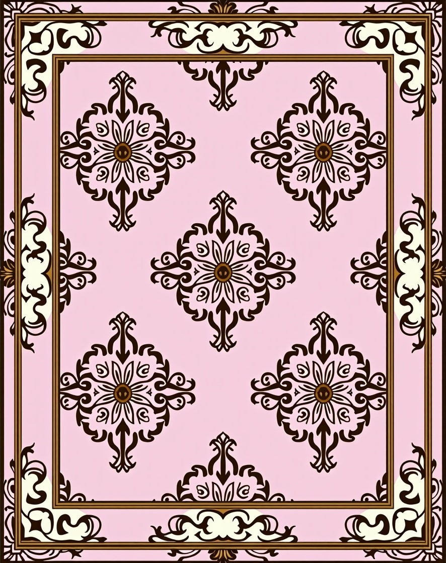 Ornate Floral Pattern With Cream Border Rug