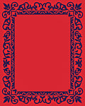Ornate Red And Blue Floral Border Design Rug