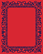 Ornate Red And Blue Floral Border Design Rug