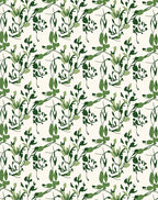 Green Botanical Leaf Pattern Rug