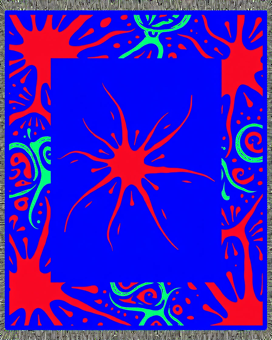 Bold Red Green Splatter Abstract Rug