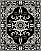 Ornate Black Cream Scroll Pattern Rug