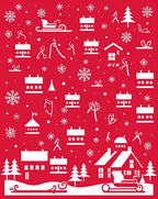 Winter Village Scenic Pattern Design Rug