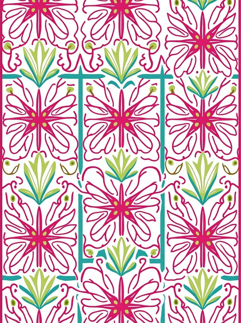 Bold Floral Tile Inspired Pattern Rug