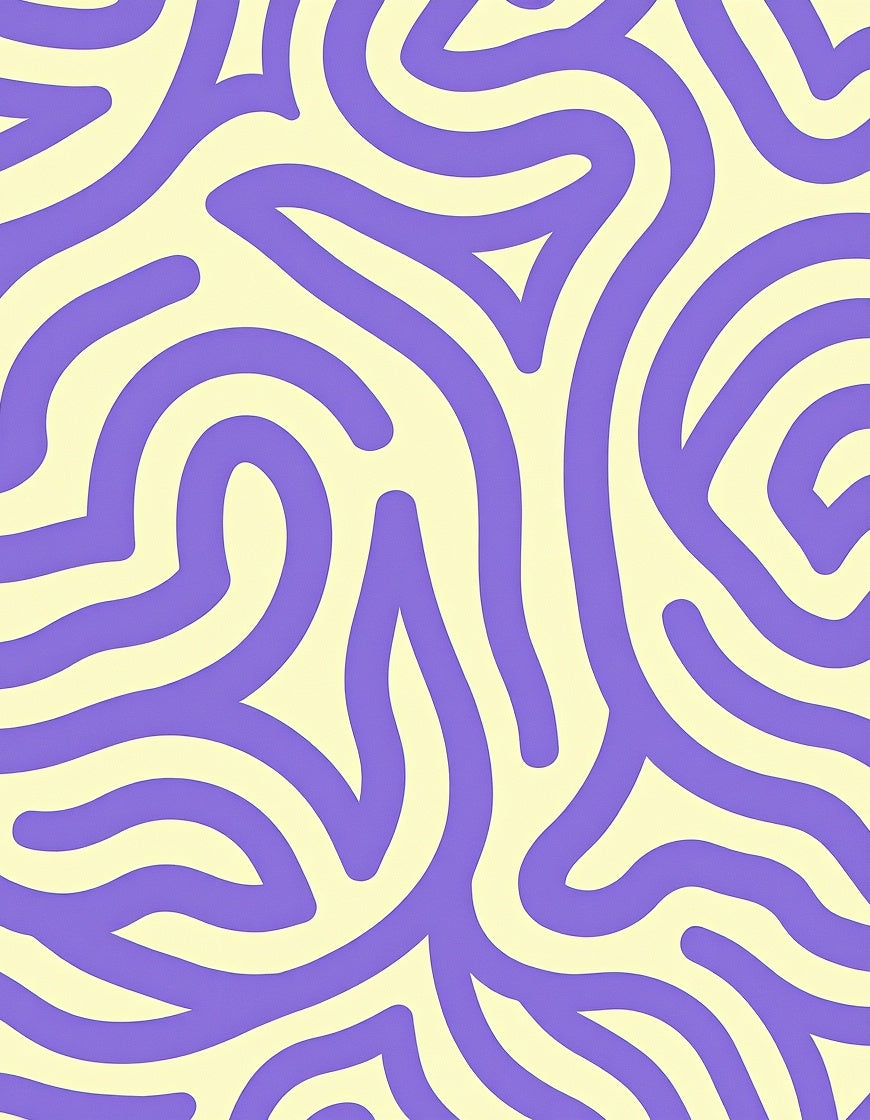Whimsical Purple Cream Abstract Lines Rug