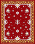 Red Snowflake Pattern with Gold Border Rug