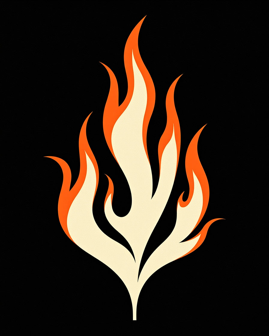 Fiery Orange Flame Abstract Rug