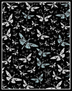 Black Butterfly And Star Pattern Design Rug