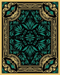 Art Nouveau Floral Teal Gold Rug