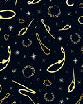 Celestial Gold Swirls and Stars Rug