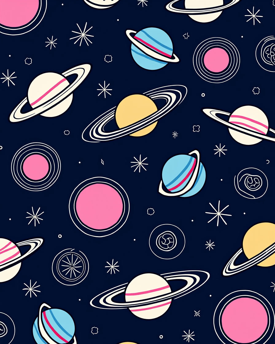 Cosmic Planets And Stars Dark Blue Rug