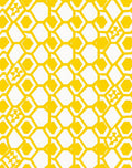 Yellow Hexagonal Grid Contemporary Design Rug