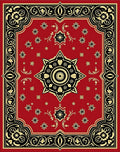 Intricate Red Floral Scroll Design Rug