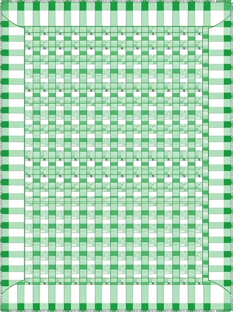 Green White Gingham Buffalo Check Rug