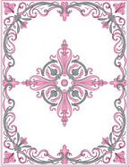 Ornate Pink Gray Flourish Rug
