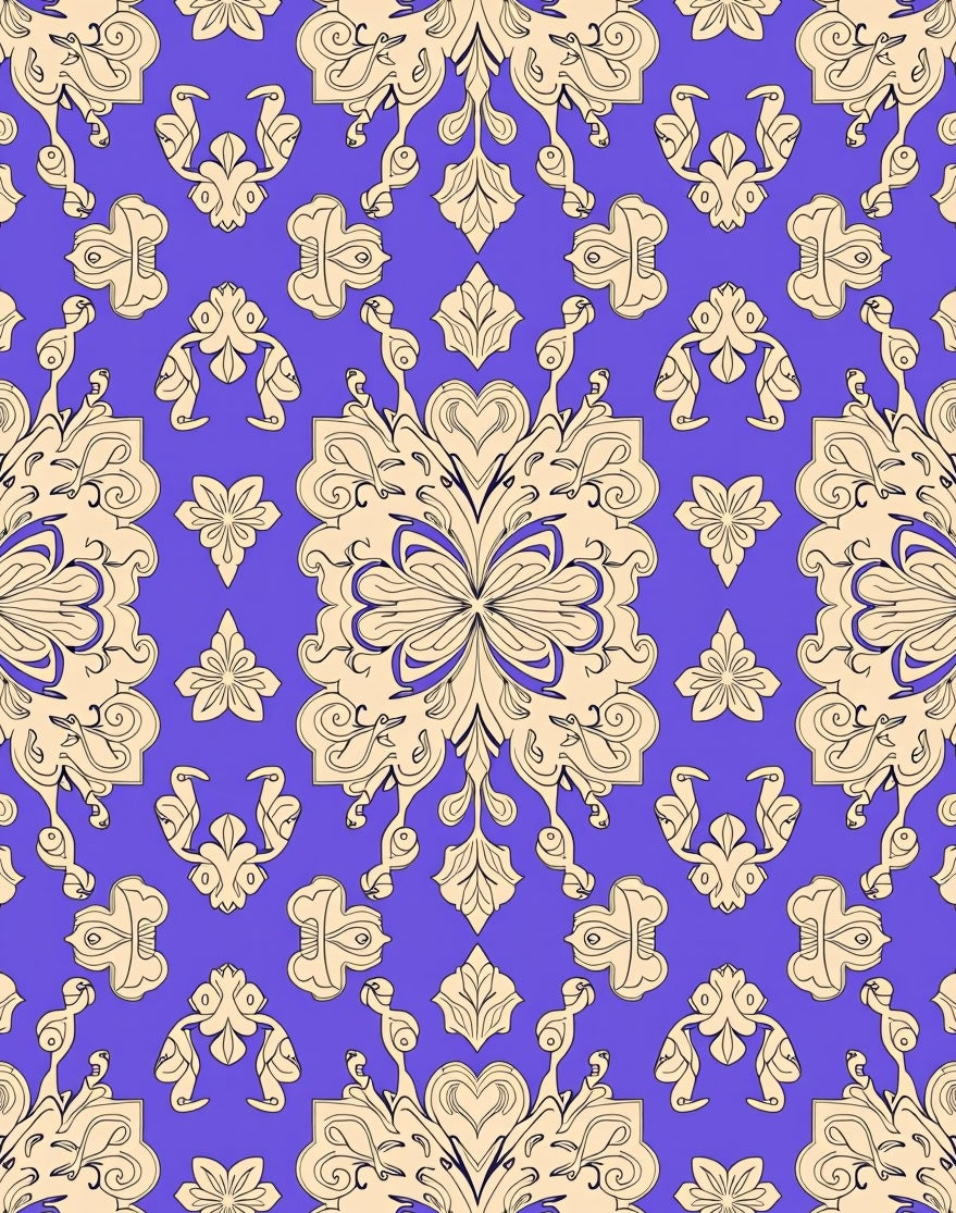 Elegant Floral Scrollwork Pattern Rug