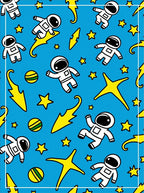 Blue Astronauts Flying Yellow Stars Rug