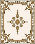 Elegant Gold Floral Medallion Border Rug