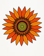Orange Floral Mandala Pattern Rug
