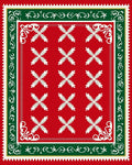 Crimson Bordered Leaf Pattern Rug