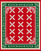 Crimson Bordered Leaf Pattern Rug
