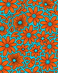 Retro Orange Aqua Floral Pattern Design Rug