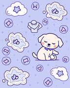 Cute Dog with Clouds Pattern Rug