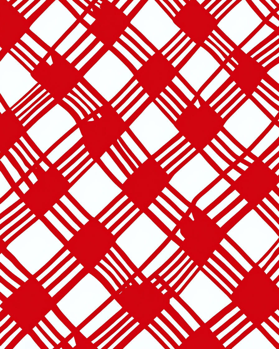 Red and White Classic Plaid Design Rug
