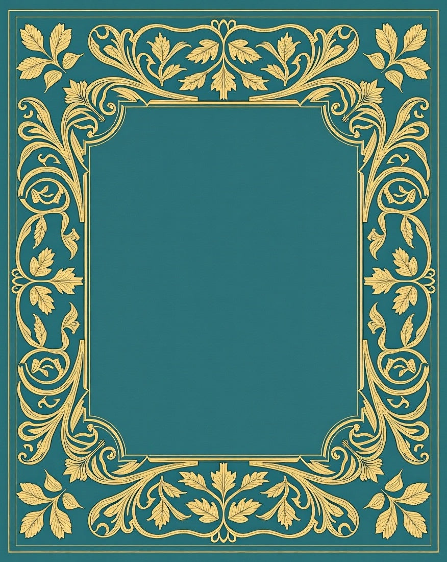Elegant Gold Leaf Border Design Rug