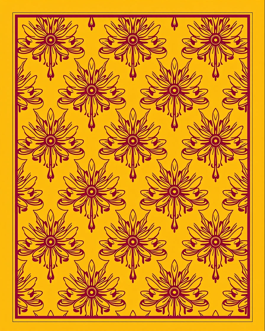 Golden Yellow Floral Motif Rug