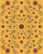 Sunny Yellow Floral Whimsy Pattern Rug