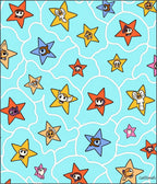 Cartoon Star Pattern with Whimsical Creatures Rug