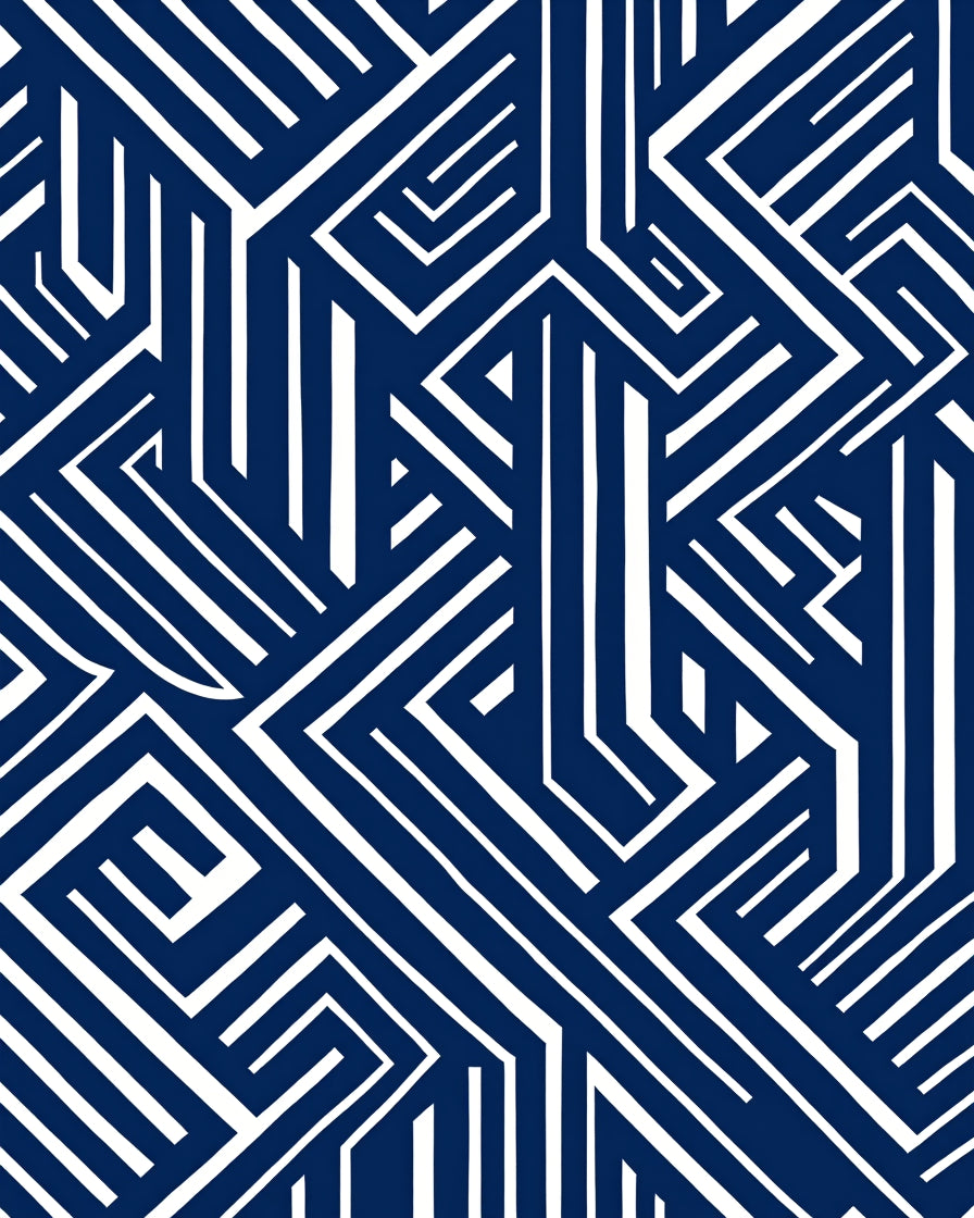Interlocking Geometric Maze Design Rug