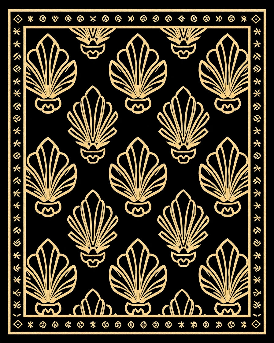Art Deco Gold Fan Pattern Rug