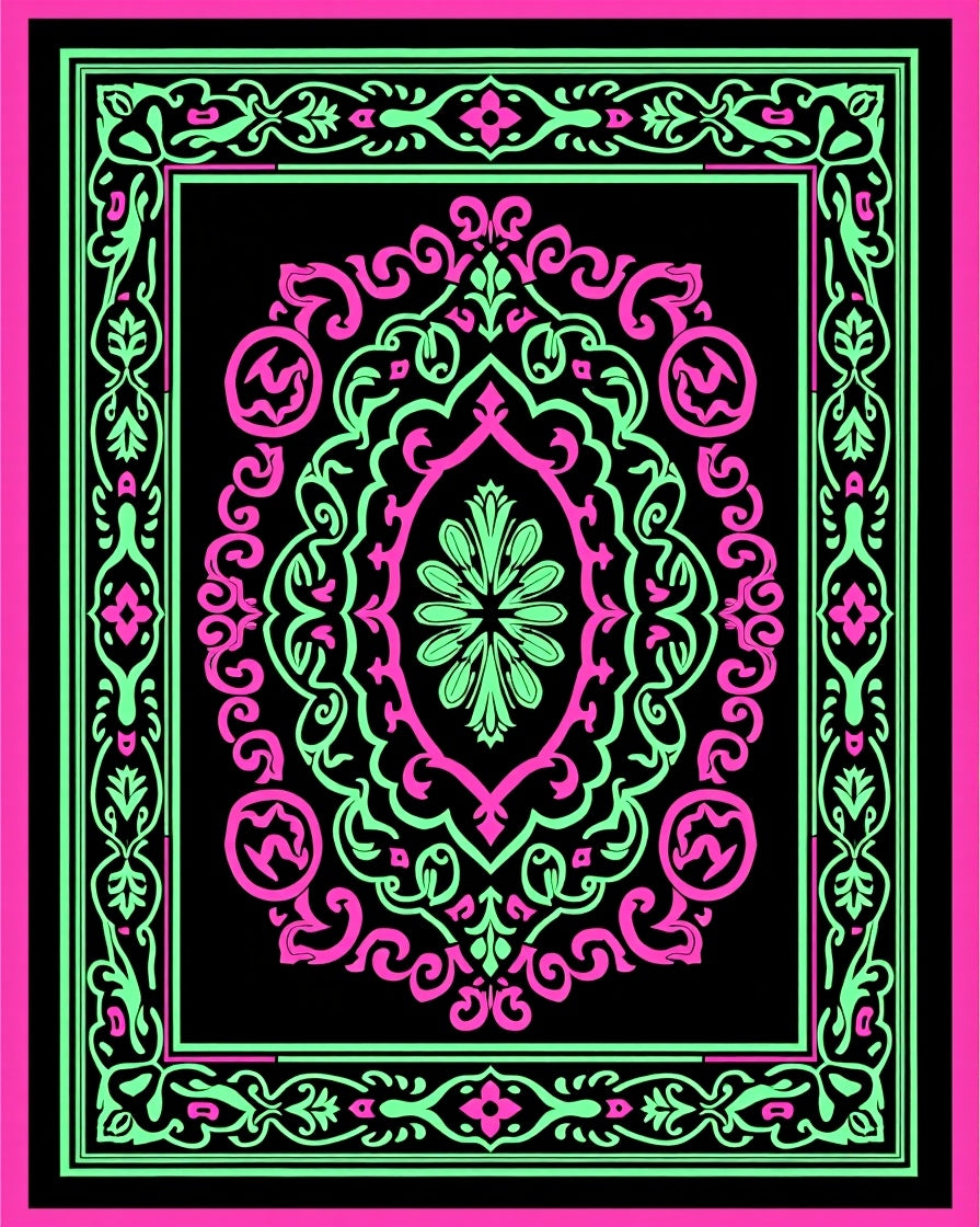 Vibrant Neon Swirl Mandala Rug