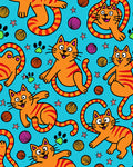 Playful Orange Cats And Yarn Balls Rug