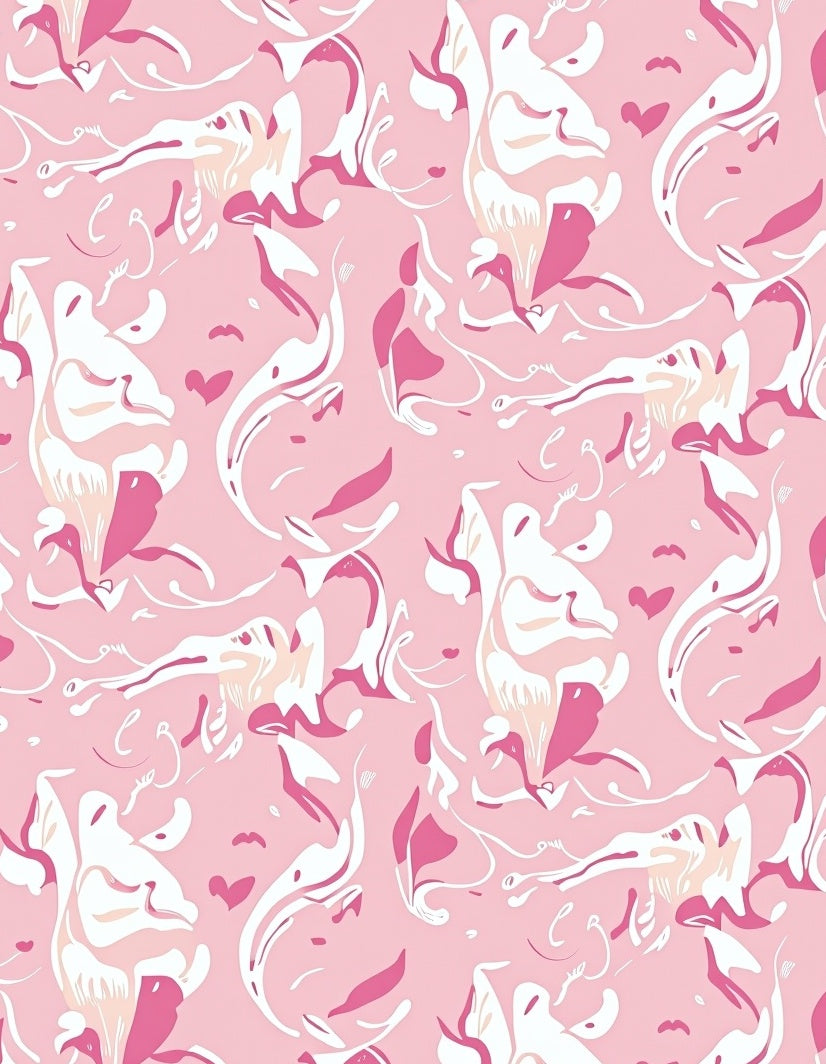 Abstract Pink Swirl floral Design Rug