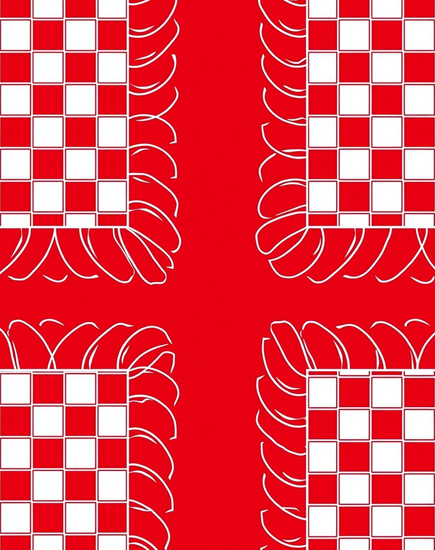 Bold Checkered And Swirl Pattern Design Rug