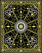Elegant Yellow Black Floral Web Rug
