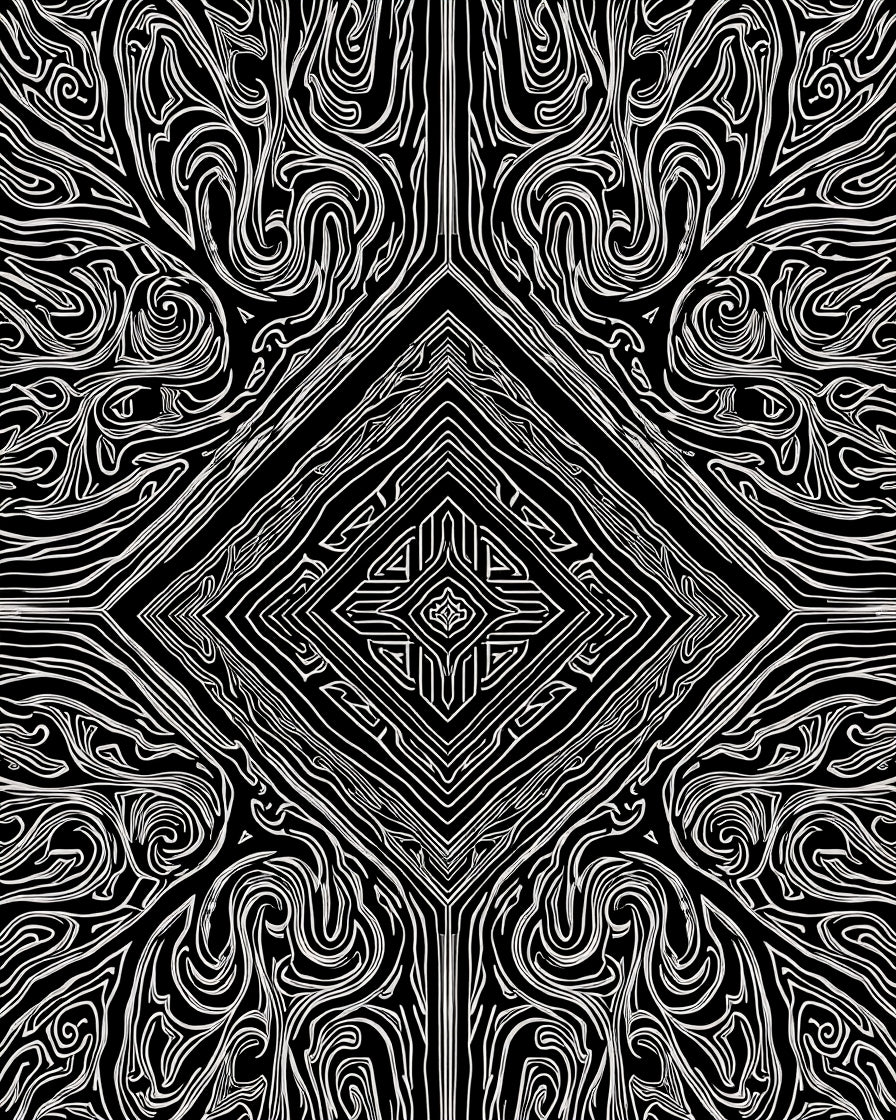 Black and White Swirl Diamond Pattern Rug