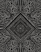 Black and White Swirl Diamond Pattern Rug