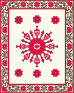 Red White Floral Snowflake Pattern Rug
