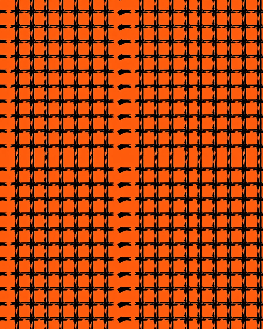 Bold Orange Black Grid Pattern Rug