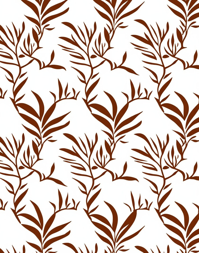 Brown Botanical Branch Pattern Rug
